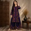 Women's Purple Floral Printed Kurta Palazzo Set | Elegant Ethnic Co-Ord Salwar Suit