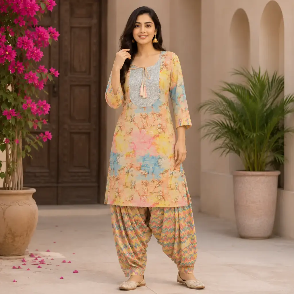 Women's Pastel Printed Kurta with Patiala Salwar Set