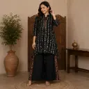 Women's Black Printed Kurta Palazzo Set | Elegant Ethnic Co-Ord Outfit