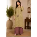 Elegant Olive Green Floral Kurta Palazzo Set