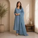 Women's Embroidered Anarkali Kurta Pant with Dupatta Set