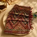 Elegant Multicolor Chevron Pattern Soft Silk Saree with Floral Border & Tassel Pallu