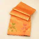 Orange Gold Banarasi Style Saree with Bird Floral Motifs