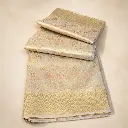 Champagne Gold Banarasi Style Saree with Floral Zari Weave and Elegant Border