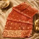 Elegant Copper Brown Banarasi Silk Saree with Floral Buttis & Rich Zari Border