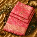 Pink Banarasi Silk Saree with Floral Zari Weaving & Elegant Border