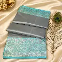 Elegant Silver Grey Silk Saree with Aqua Blue Zari Border