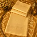 Elegant Golden Banarasi Silk Saree with Rich Jacquard Weave