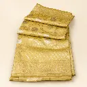 Mustard Gold Banarasi Style Saree with Silver Floral Zari Weave