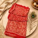 Women's Red White Tribal Printed Saree