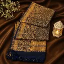 Navy Blue Banarasi Silk Saree with Rich Gold Zari Woven Border