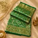 Emerald Green Banarasi Silk Saree with Gold Zari Floral Buta