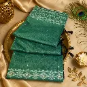 Elegant Sea Green Cotton Saree with Traditional Woven Border & Tassels