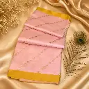 Elegant Baby Pink Silk Saree with Mustard Yellow Border & Gold Zari Stripes