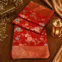 Red Banarasi Kanjivaram Silk Saree with Gold Zari Floral Weaving 