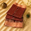Brown Cotton Silk Saree with Peach Zari Border