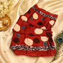 Women's Rust Red Polka Dot Printed Saree with Ethnic Border