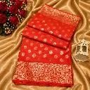 Red Banarasi Silk Saree with Gold Zari Buta & Floral Border