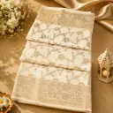 Cream Banarasi Silk Saree with Gold Floral Zari Weaving