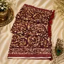 Elegant Maroon & Beige Ethnic Printed Saree with Tassels