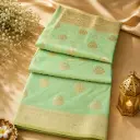 Sea Green Banarasi Silk Saree with Gold Zari Buta