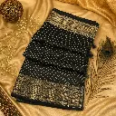 Black Kanjivaram Silk Saree with Silver Zari Chevron Weave & Rich Border