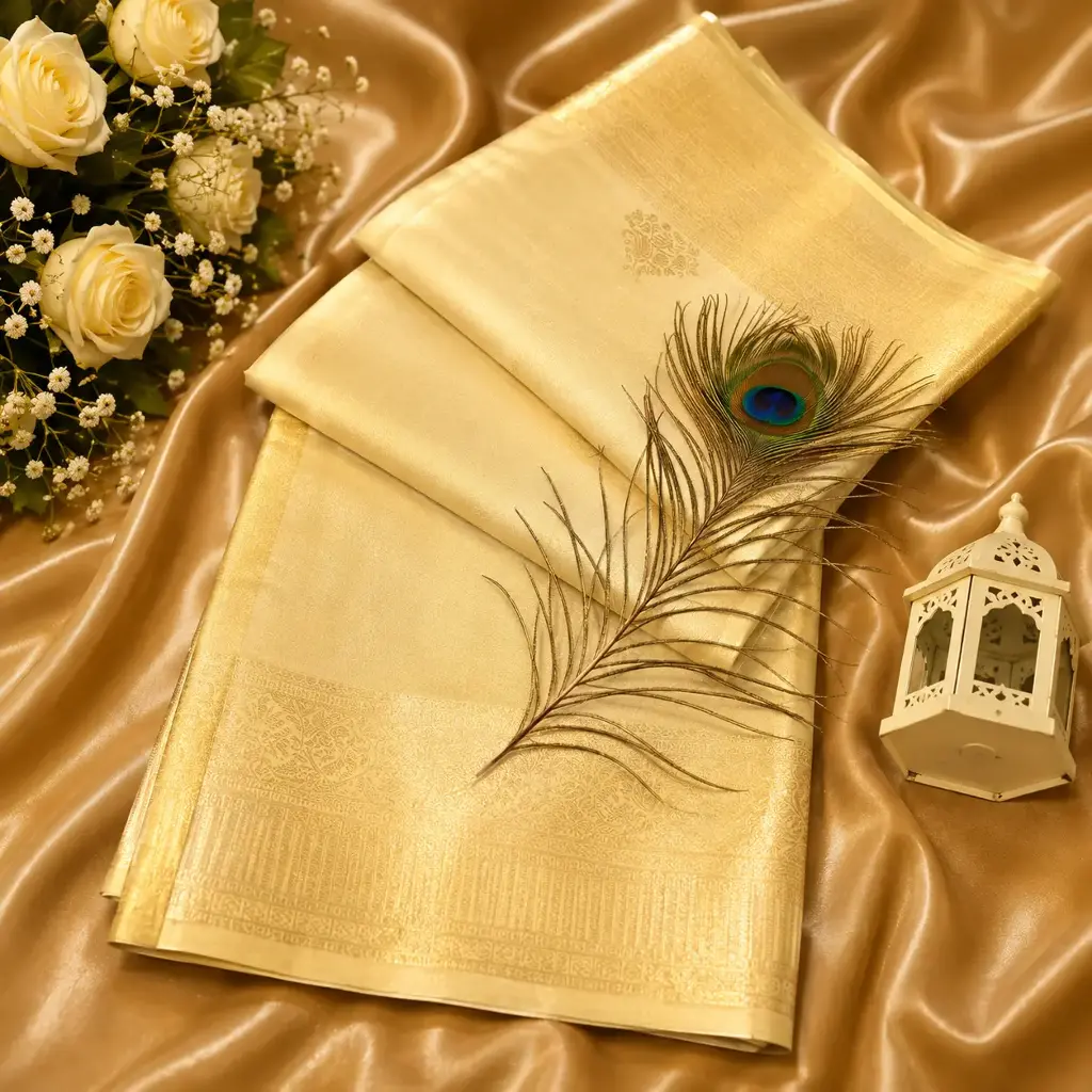 Elegant Off White Banarasi Silk Saree with Rich Gold Zari Border