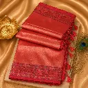 Elegant Coral Pink Silk Saree with Traditional Woven Border & Tassel Pallu