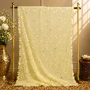 Pastel Yellow Sheer Dupatta with Mirror Lattice, Floral Accents and Delicate Border