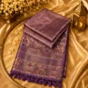 Purple Banarasi Silk Saree with Intricate Woven Floral Border & Rich Traditional Ethnic Design 