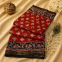 Red Traditional Cotton Silk Saree with Black Woven Border